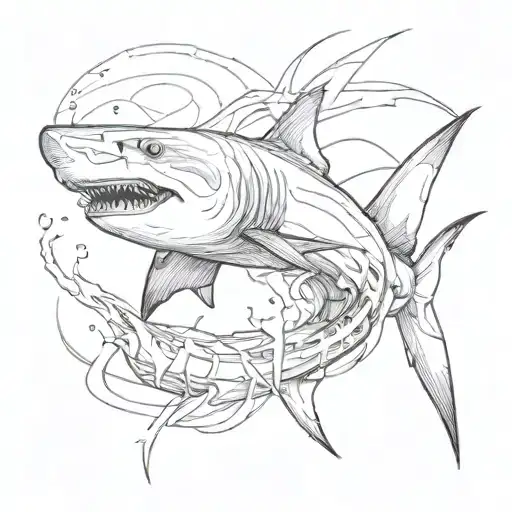 cool shark emerging tattoo design idea