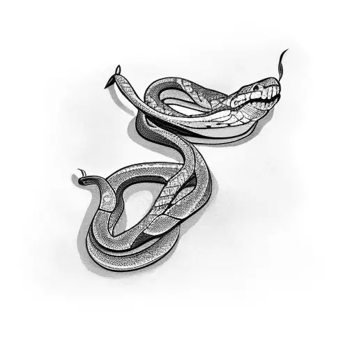 Snake wrapped around kayak paddle tattoo design idea