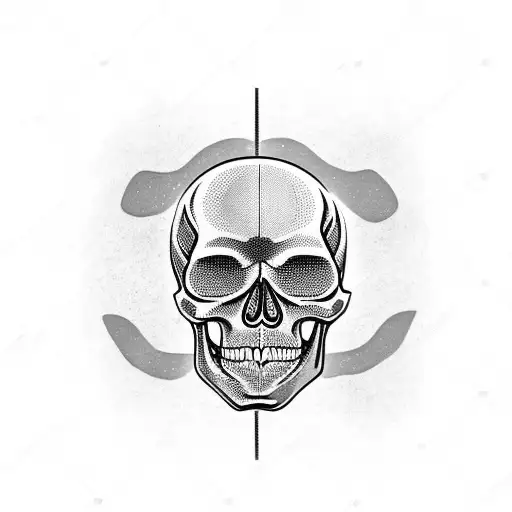 skull with brain tumor tattoo design idea