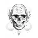skull with brain tumor tattoo design idea