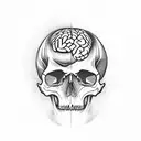 skull with brain tumor tattoo design idea