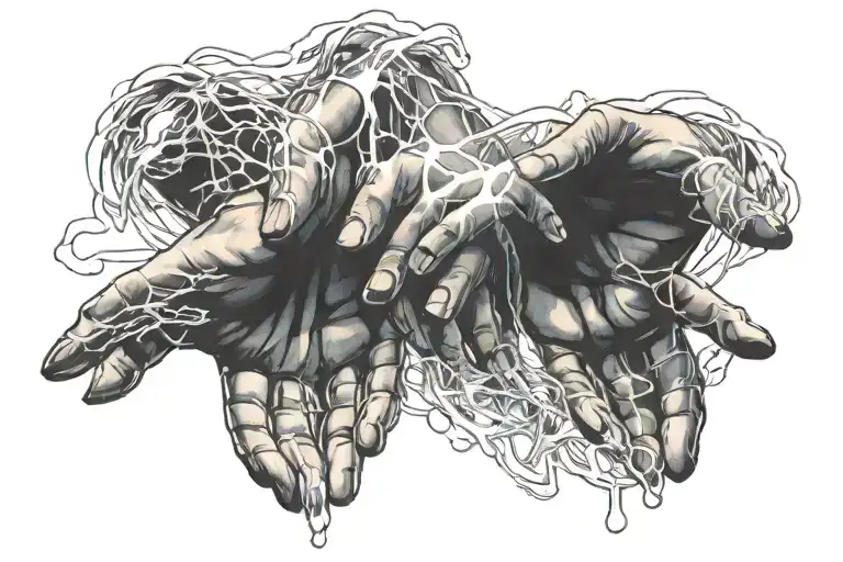 hands holding 3 floating glowing souls tattoo design idea