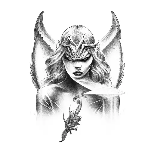 guardian angel fighting devil tattoo design idea