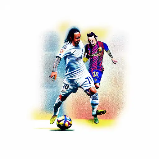 Ronaldinho giving 10 number jersey to Messi tattoo design idea