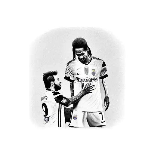 Ronaldinho giving the number 10 jersey to Messi tattoo design idea