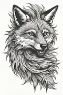 9 tail fox fluffy tail with angry face made tattoo design idea