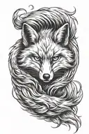 9 tail fox fluffy tail with angry face made tattoo design idea