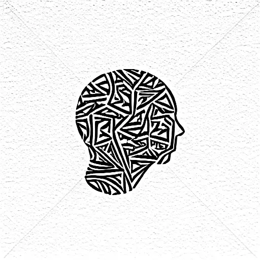 abstract head made by dots and lines and a castle in the back  tattoo design idea