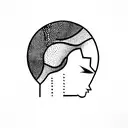 abstract head made by dots and lines and a castle in the back  tattoo design idea