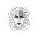 abstract head made by dots and lines and a castle in the back  tattoo design idea