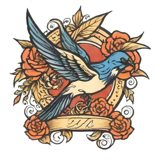 swallow flying tattoo design idea