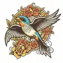 swallow flying tattoo design idea