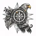 Nordic compass with eagle perched tattoo design idea