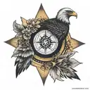 Nordic compass with eagle perched tattoo design idea