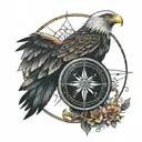 Nordic compass with eagle perched tattoo design idea