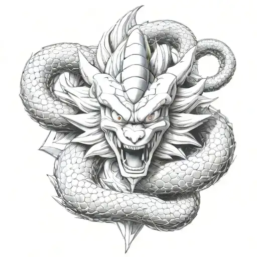 Biscione, 4star dragon ball and ouroboros tattoo design idea