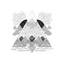 An intricate blackwork design of a Bohemian-inspired mandala with mountains and trees intertwined within tattoo design idea