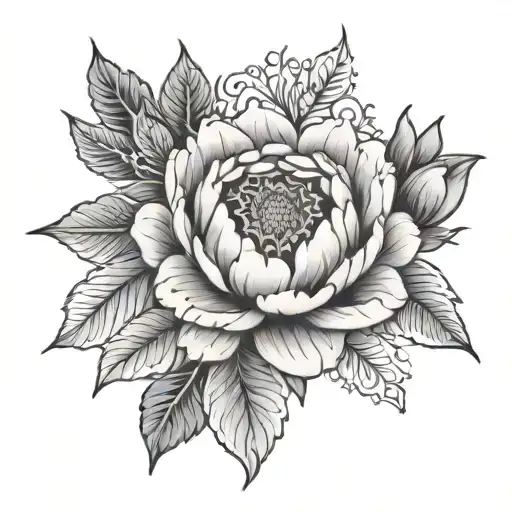 half a mandala henna style, with peonies above tattoo design idea