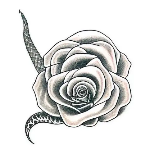 snake toxic roses gothic tattoo design idea