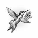 humming bird with flowers tattoo design idea