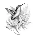humming bird with flowers tattoo design idea