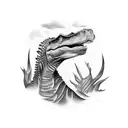 dinosaur sleeve tattoo design idea