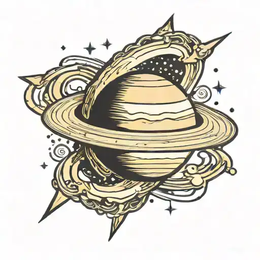 Planet Saturn simple tattoo design idea