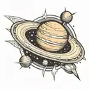 Planet Saturn simple tattoo design idea