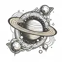 Planet Saturn simple tattoo design idea