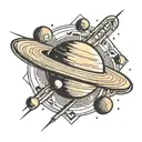 Planet Saturn simple tattoo design idea