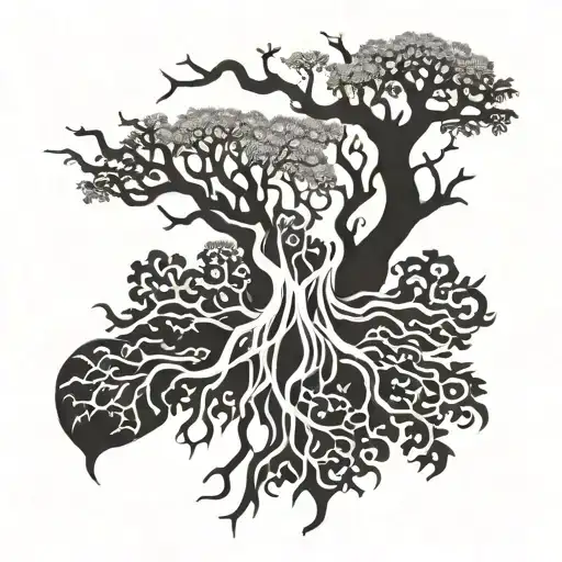 spanish moss and oak tattoo design idea