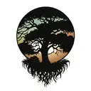 live oak tree with Spanish moss at sunset  tattoo design idea