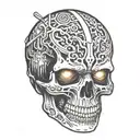 terminator skull fire tattoo design idea