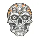terminator skull fire tattoo design idea