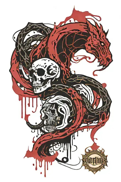 mandaolrian beast and harry potter dark mark merged tattoo design idea