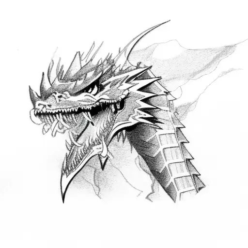 lightning dragon  tattoo design idea