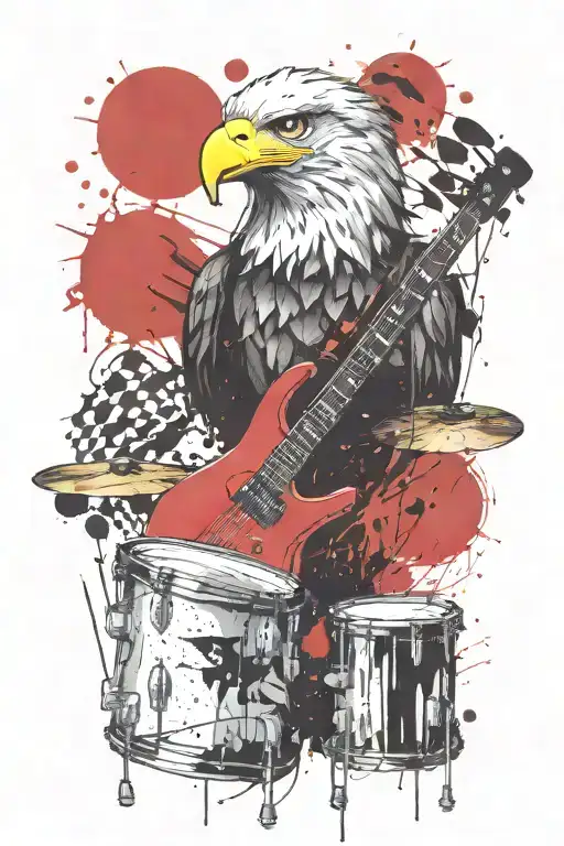 Drumkit and eagle tattoo design idea