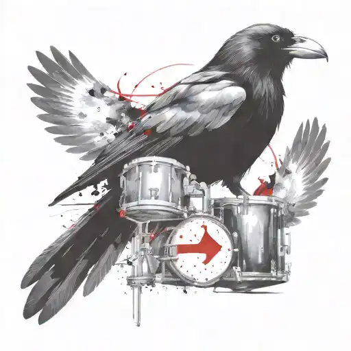 Crow and drums mixed tattoo design idea