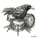 Crow an drums mixed tattoo design idea
