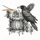 Crow an drums mixed tattoo design idea