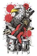 Drumkit and eagle tattoo design idea