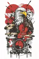 Drumkit and eagle tattoo design idea