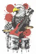 Drumkit and eagle tattoo design idea