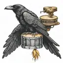 Crow and drums and praying hands  mixed tattoo design idea
