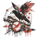 Crow an drums mixed tattoo design idea