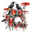 Crow an drums mixed tattoo design idea