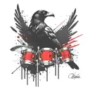 Crow an drums mixed tattoo design idea