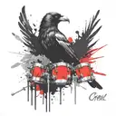 Crow an drums mixed tattoo design idea