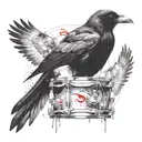Crow an drums mixed tattoo design idea