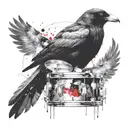 Crow an drums mixed tattoo design idea